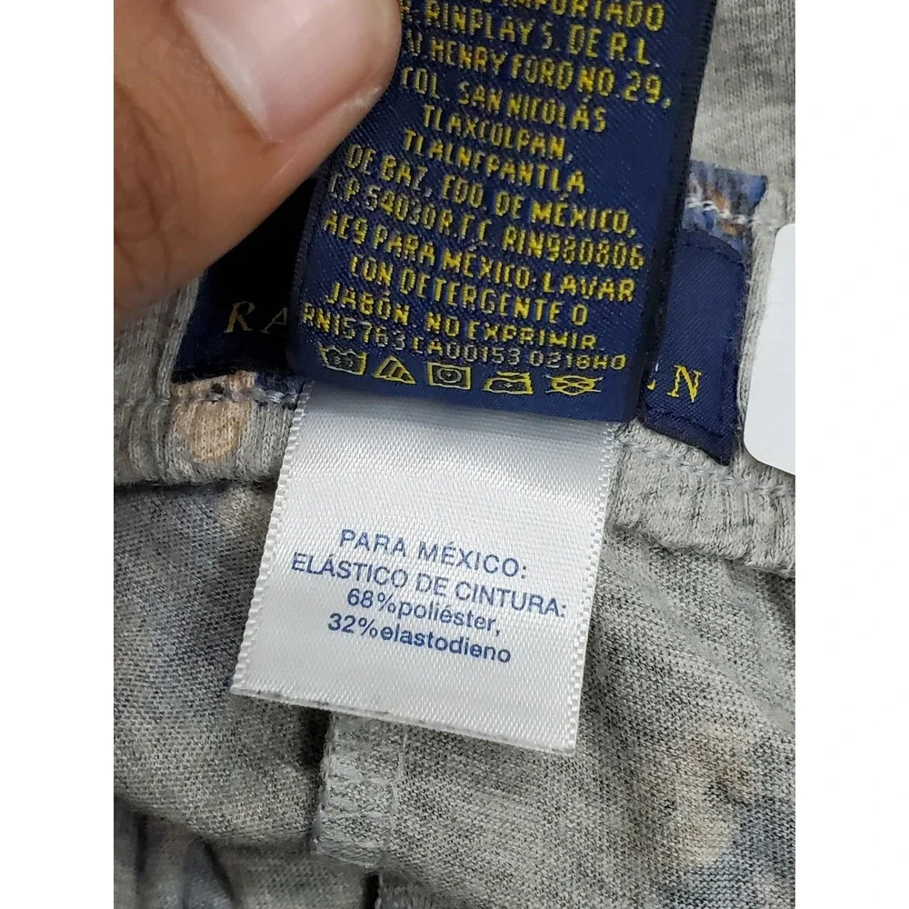 Polo Ralph Lauren Men Sleepwear S Gray Pants Graphic Sweatpants Polo Bear‎ AOP